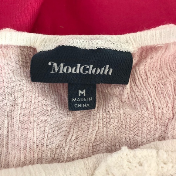 ModCloth White Tank Top Summery, Soft, Small Buttons in Front, Lace - Picture 2 of 3